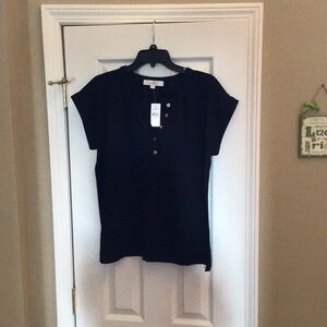 NWT Loft Black Dolman Henley Top Size M